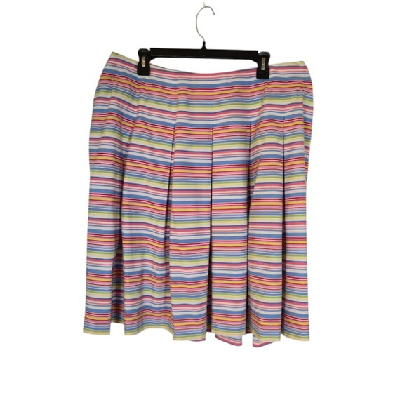 Talbot's Woman Striped Pleated Skirt Size 16W Pink Preppy Career Classic - Picture 1 of 7